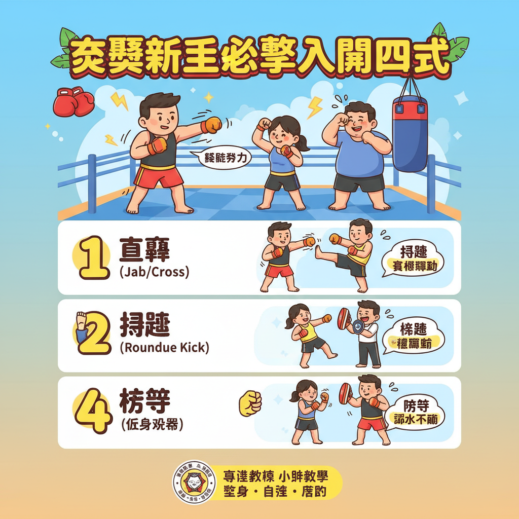 自由搏擊新手成人班健身搏擊技術運動課程拳館教練防身拳手提升心肺功能泰拳課程自我防衛試堂體驗格鬥運動小班教學泰拳訓練體能訓練八肢技藝拳腳技巧